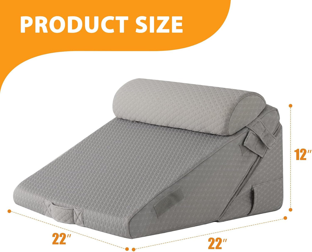 Ruqmuis 3PCS Wedge Pillow Set for After Surgery, Adjustable 9&12 Inch Bed Wedge Pillow for Sleeping, Incline Pillow Wedge for Headboard, Po…