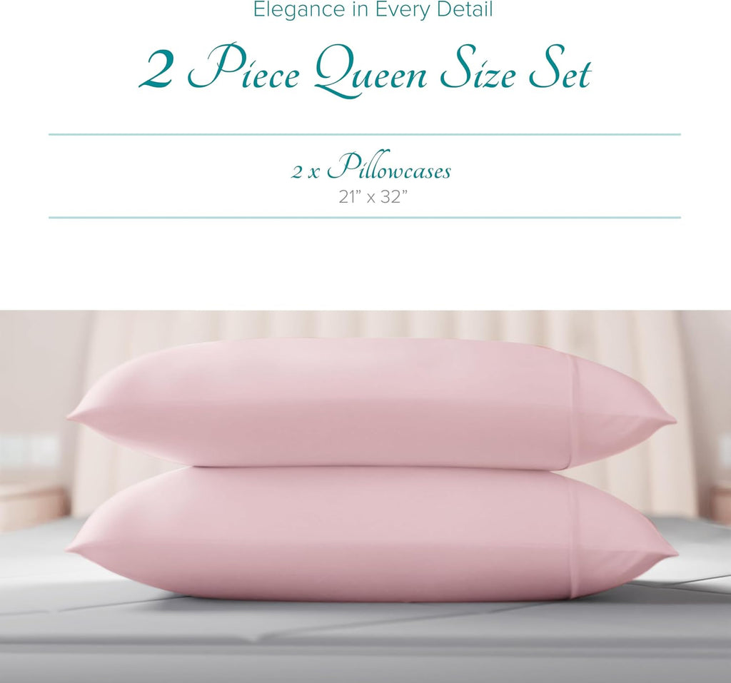 Carressa Linen 100% Egyptian Cotton Standard/Queen Size Pillow Cases Set of 2-800 Series Tulips Collection Queen Pillow Cover for…