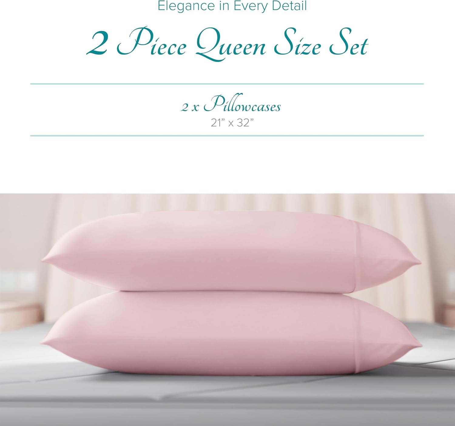 Carressa Linen 100% Egyptian Cotton Standard/Queen Size Pillow Cases Set of 2-800 Series Tulips Collection Queen Pillow Cover for…