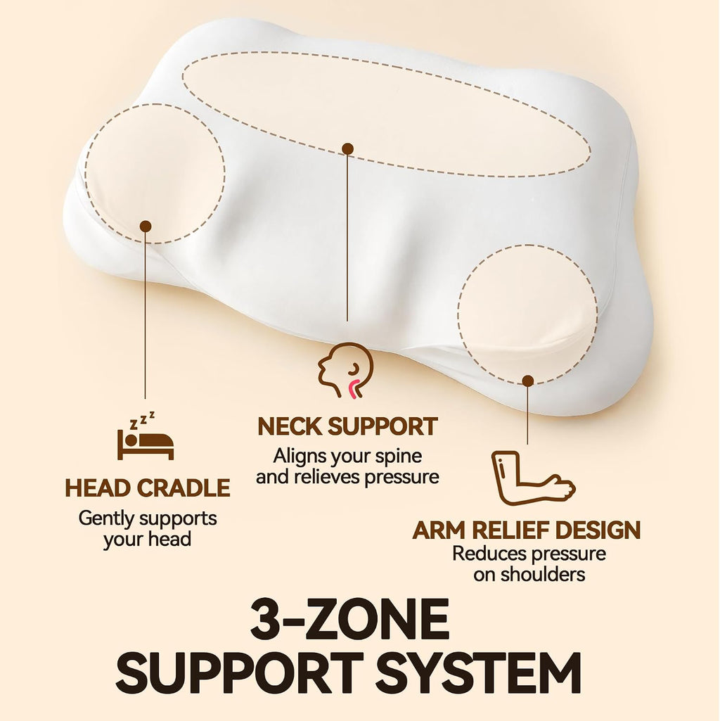 FelineFold Cloud Pillow, Ergonomic Memory Foam Pillow with Firm Cervical Neck Support, Cooling Breathable Pillowcase for Side, Back & Stoma…