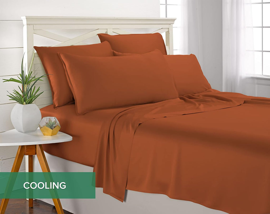 PureBamboo Pure Bamboo Full Sheets, Genuine 100% Organic Viscose Derived from Bamboo Bed Sheet Set, Luxuriously Soft & Cooling, Double Stit…