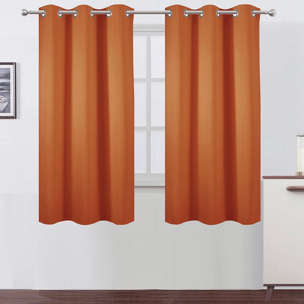Lemomo Orange Blackout Curtains 42 x 63 Inch Length/Set of 2 Curtain Panels/Thermal Insulated Room Darkening Blackout Curtains for Bedroom…