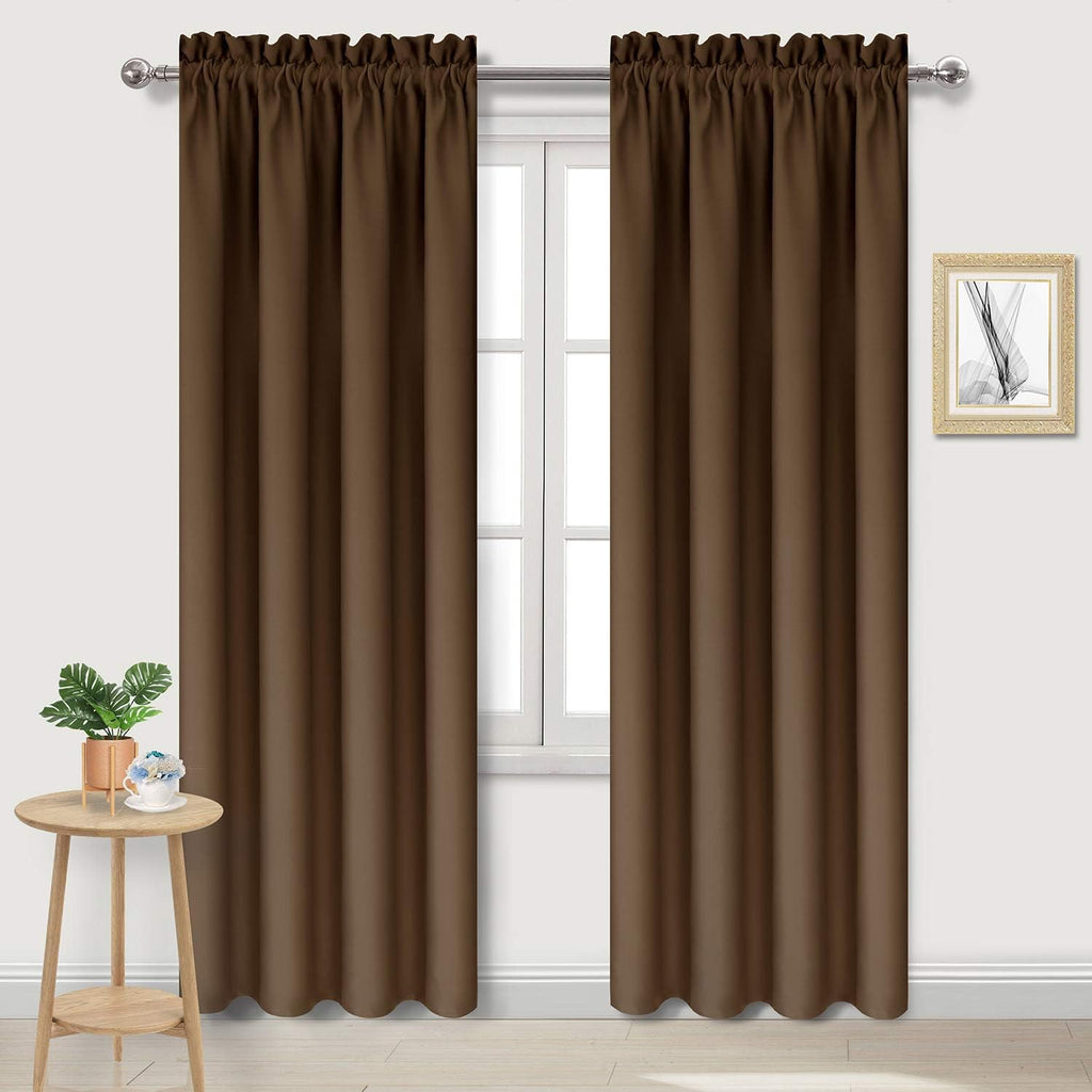 Dwcn Blackout Curtains for Bedroom – Thermal Insulated Energy Saving Drapes for Living Room, Brown, W 38 x L 84 Inch, Set of 2 Rod Pocket C…