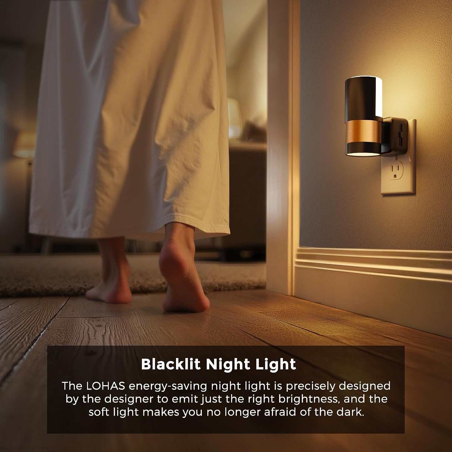 L LOHAS LED Night Lights Plug into Wall with Dusk to Dawn Sensor, Dimmable Night Light with 0-100lm Stepless Dimming, Rotating Plug in…