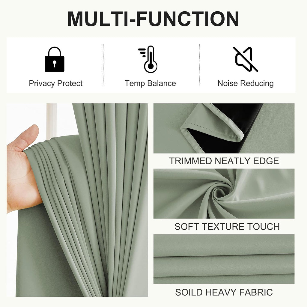 NICETOWN 100% Short Blackout Curtains 36 Inch Length for Bedroom, Privacy Thermal Insulated Grommet Window Drapes for Kitchen Living Room…
