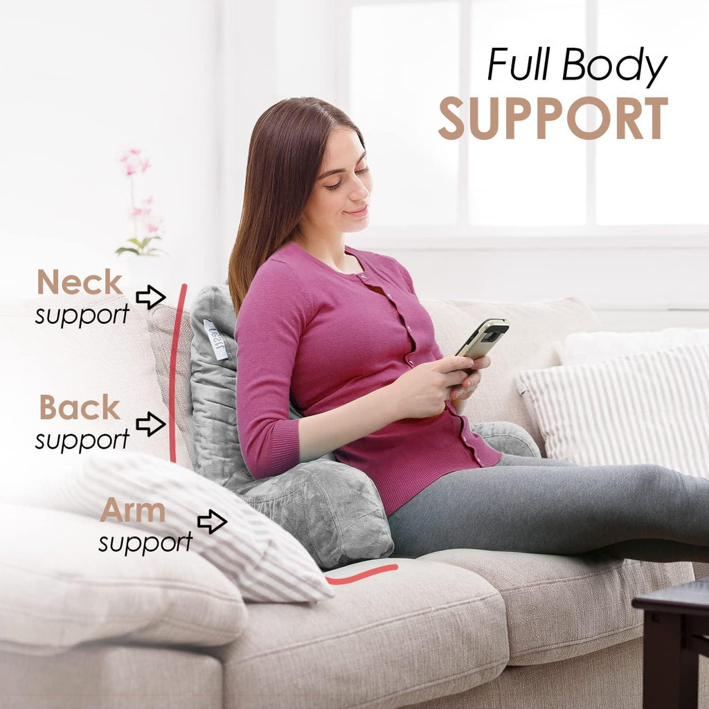 Nestl Reading Pillow with Shredded Memory Foam, Designed for Sitting Up in Bed and Couch, Back and Arms Adjustable Support for Adult &…