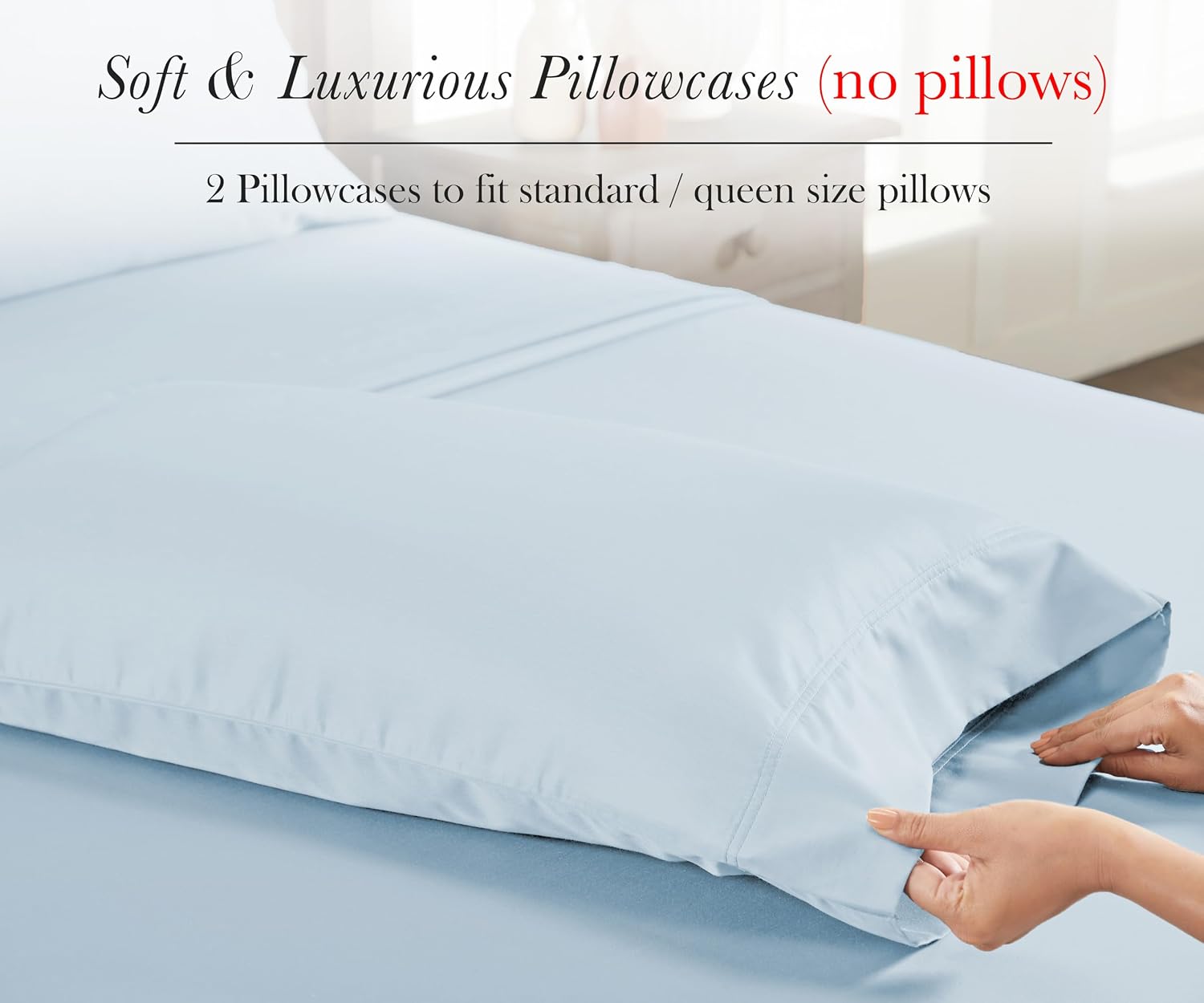 CaliforniaDesignDen California Design Den Pillow Cases Queen/Standard - 100% Egyptian Cotton Pillow Cases Standard Size with Envelope Closu…