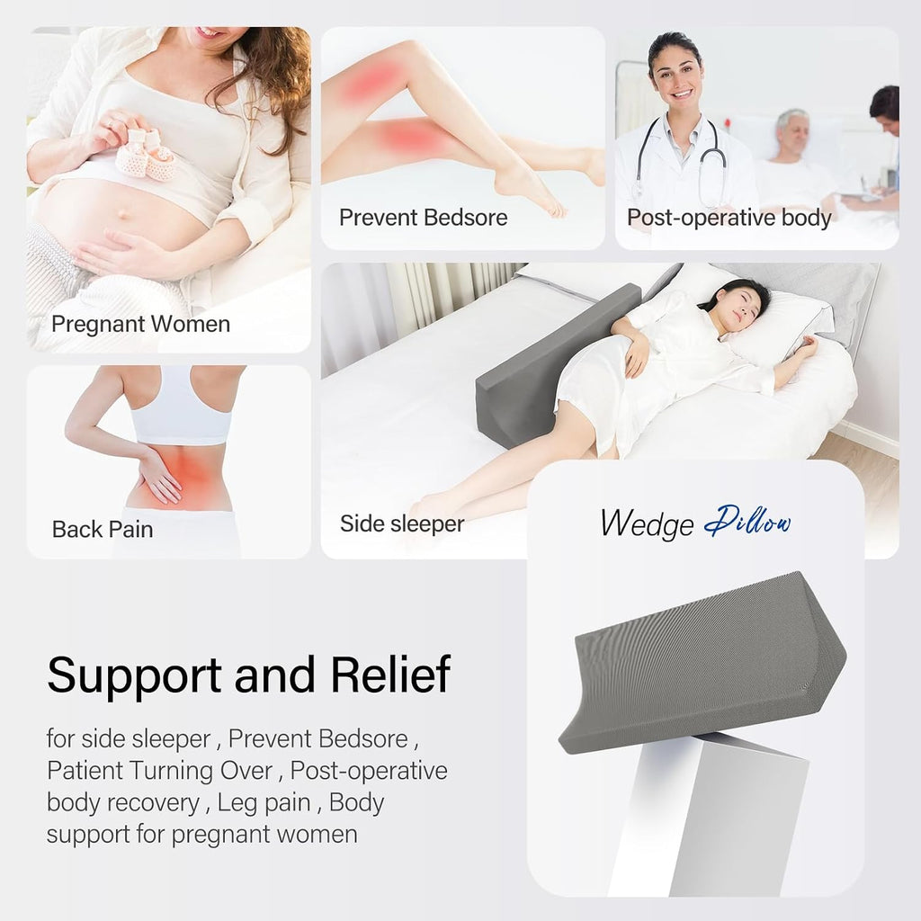 Fanwer 34.2in Wedge Pillow for Sleeping, Bed Wedge Pillows for After Surgery Body Positioners, Triangle Foam Wedge Pillow for Side Sleeping, f…