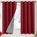 YoungsTex Burgundy Linen Blackout Curtains 68 Inches Long for Bedroom, Thermal Insulated Light Blocking Window Drapes with Grommet for Livi…