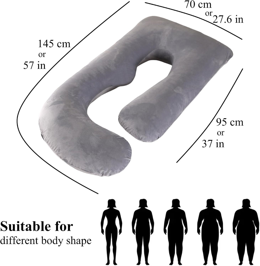 ALLOPERA Pregnancy Pillow, Full Body Maternity Pillow 57 inch, with Removable Washable Cover - Sleep Support for Legs, Back, Neck…