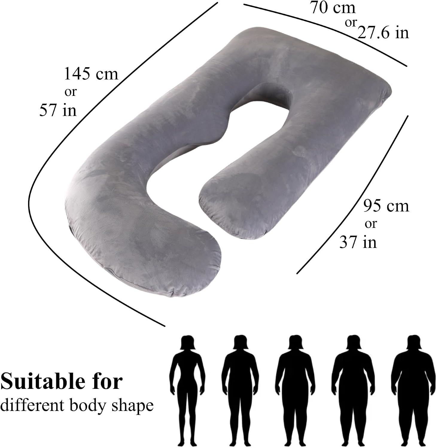 ALLOPERA Pregnancy Pillow, Full Body Maternity Pillow 57 inch, with Removable Washable Cover - Sleep Support for Legs, Back, Neck…