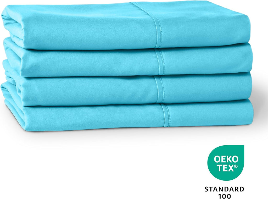 BareHome Bare Home Microfiber Bulk Pillow Cases - Standard/Queen Size Set of 4 - Cooling Pillowcases - Double Brushed - Aqua Pillowcases 4…