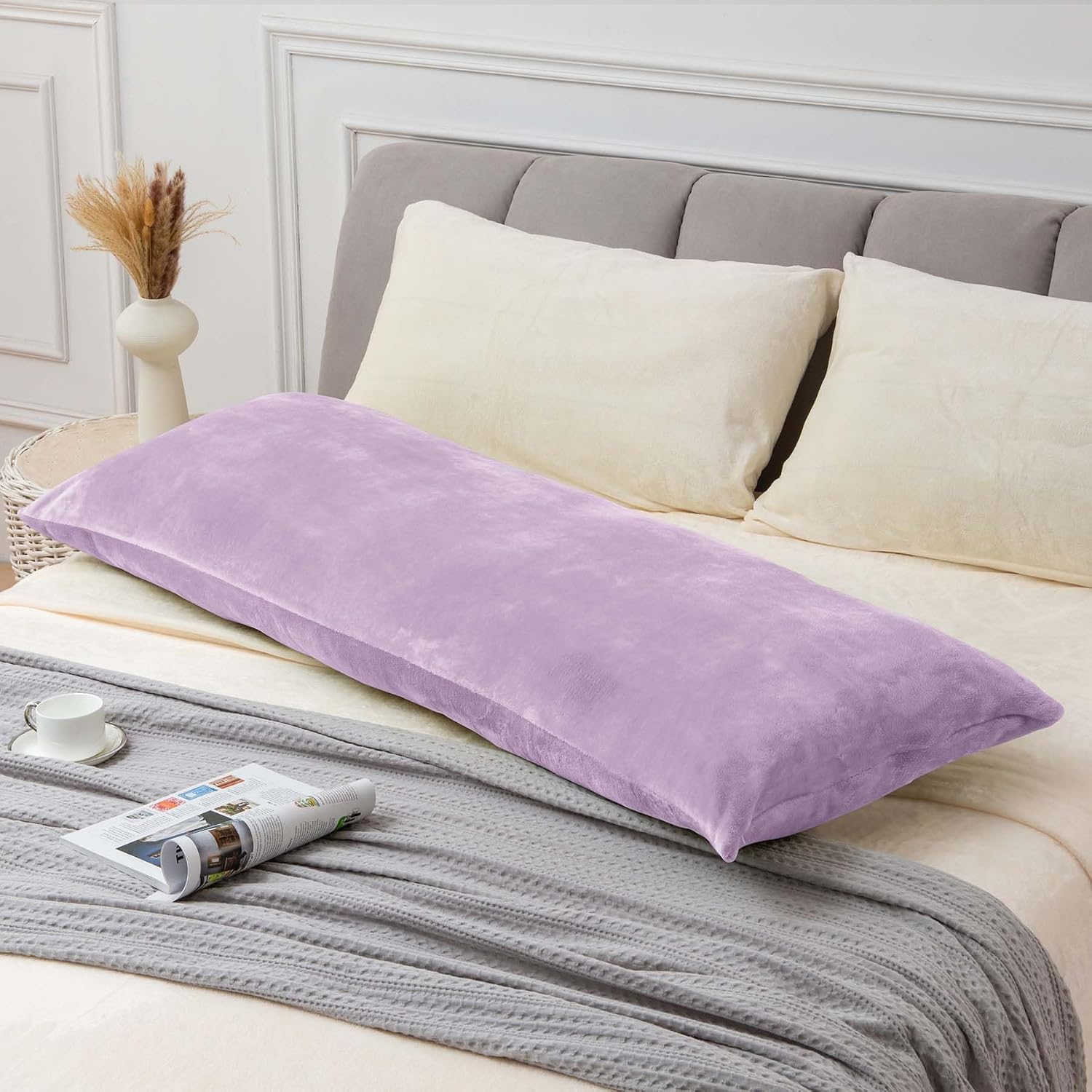Bedelite Body Pillow Cover with Zipper Closure, Super Soft and Cozy Fuzzy Fleece Pillowcase 20 x 54 Inches, Luxury Fluffy Plush Long Body P…