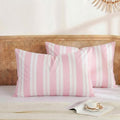 Merryword Pink Striped Pillowcases, 100% Cotton Pillow Cases, Standard Size Pillowcases, Luxury Linen Like Pillowcase, Soft Breathable Stri…