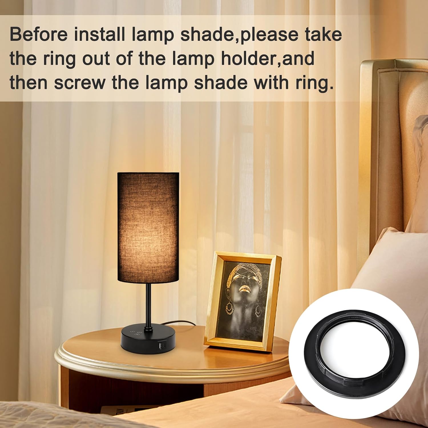 Unicozin Table Lamp for Bedroom, 3 Color Temperatures, 7 RGB Colors, Adjustable Brightness, Dual USB Charging Ports, Ambience Nightstand…