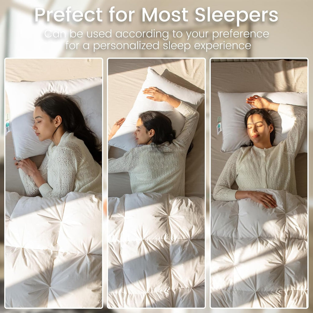 Alanzimo Goose Feathers Down Pillows Queen Size Set of 2, Hotel Collection Fluffy Bed Pillows for Sleeping, 100% Cotton Cover Soft Pillow…