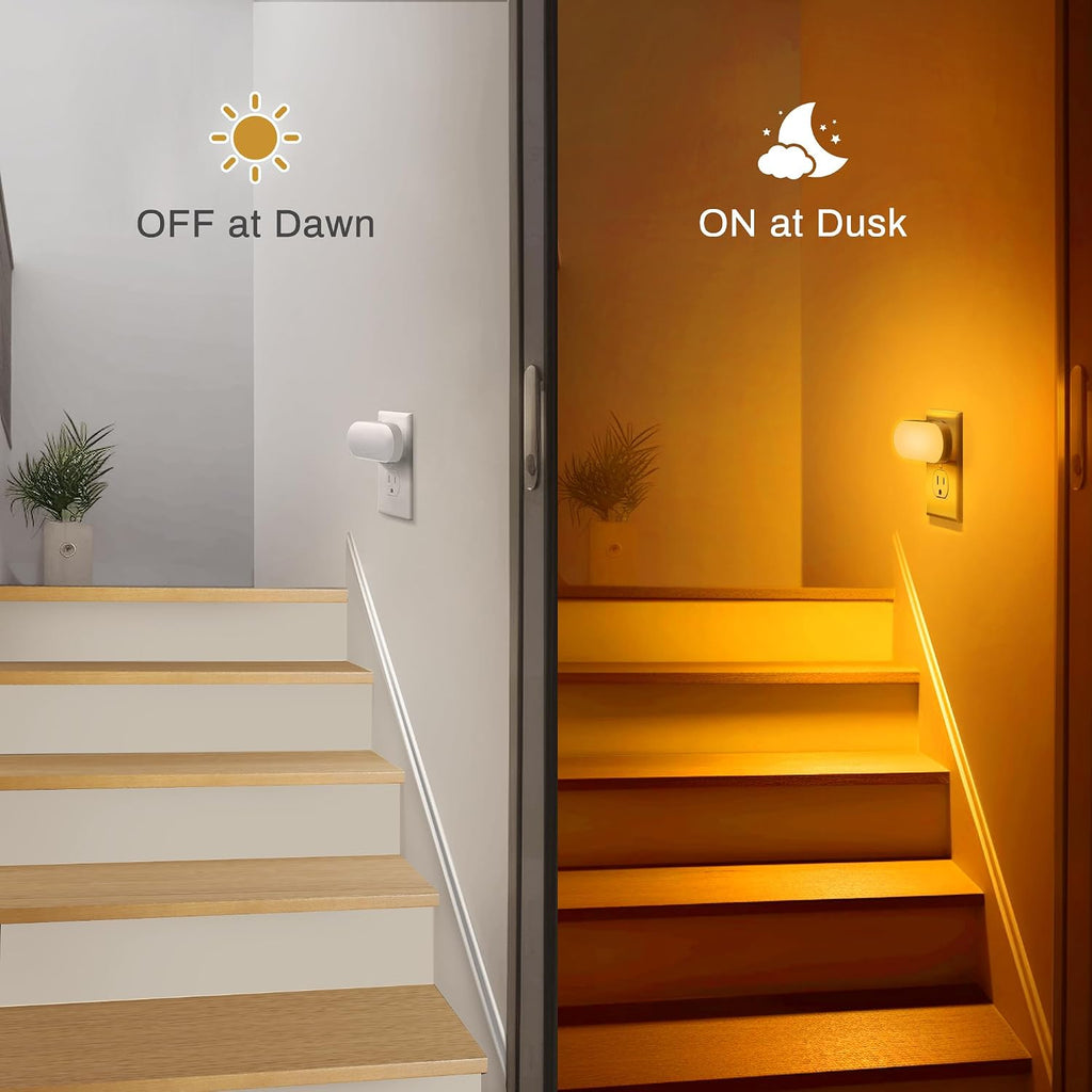 DORESshop Amber Night Light, Auto On/Off, 0-100 LM Adjustable Brightness, Dimmable Plug Into Wall Light Sensor Night Light for Kids Room…