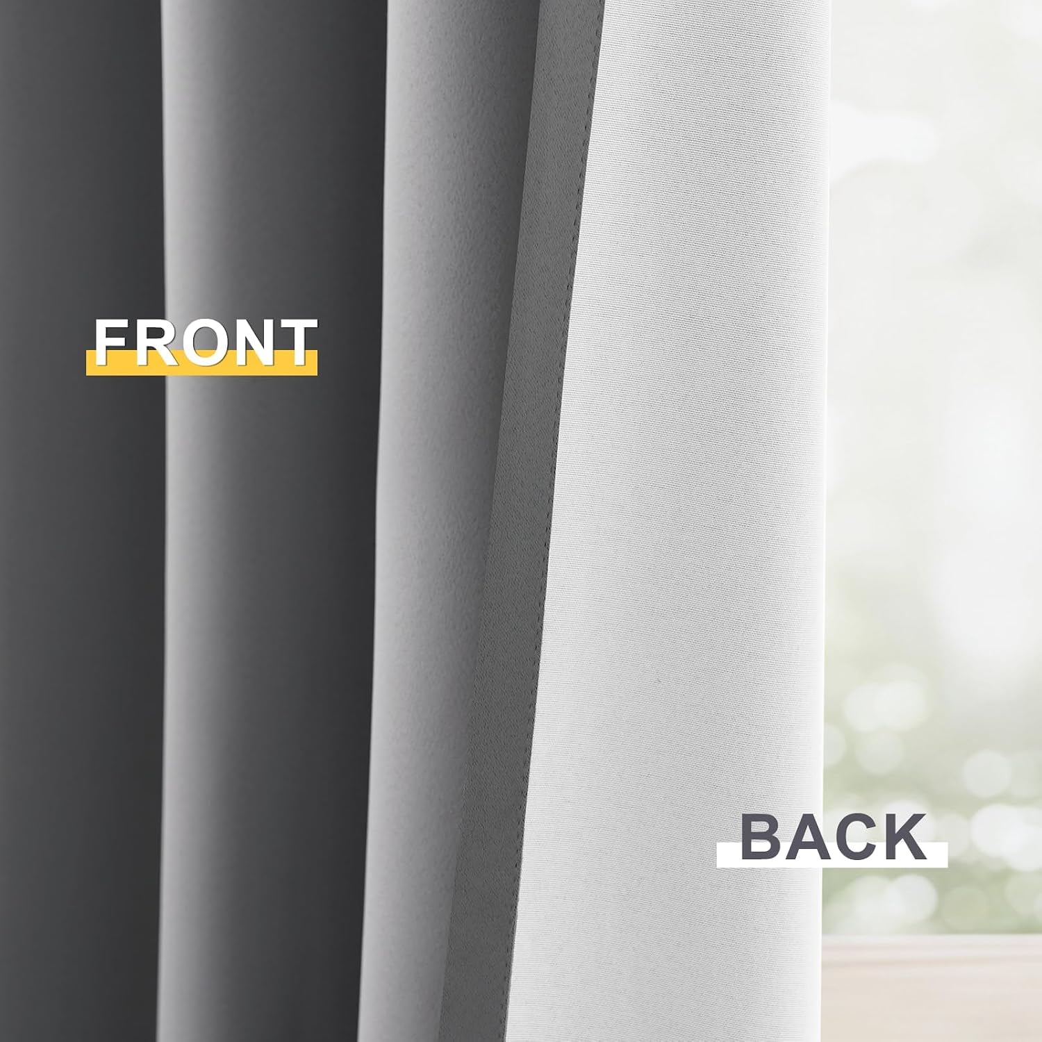Yakamok Grey Room Darkening 100% Blackout Curtains Grommet Extra Wide Window Treatment with 2 Thick Layers-Gray Thermal Insulated Drape 1…