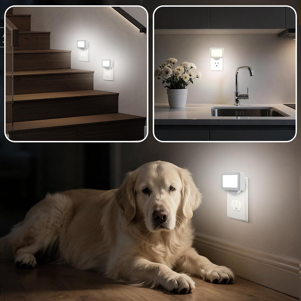 GODUORA 4-Pack LED Night Light Plug in with Adjustable 180° Swivel Head, Dusk to Dawn Auto On/Off, Daylight 5000K 100LM, for Kitchen…