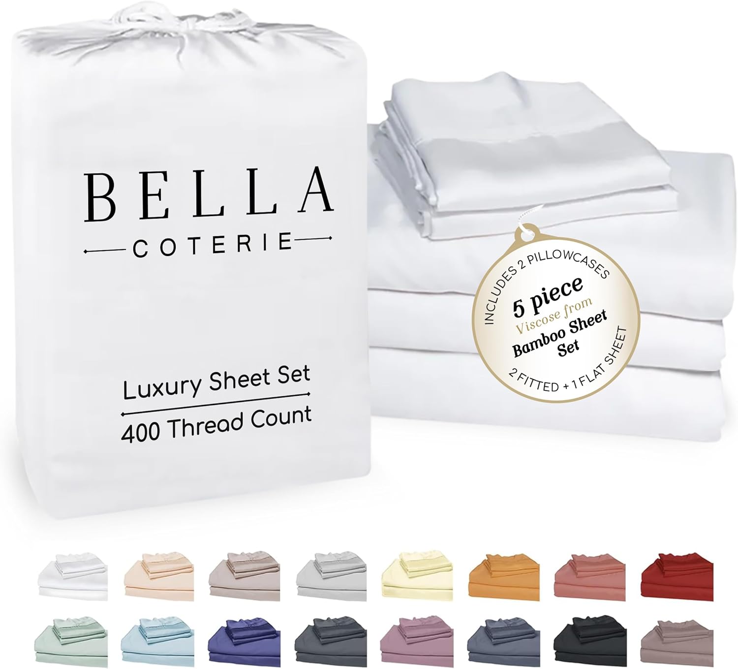Bella Coterie Luxury Bamboo Viscose Split King Size Sheet Set | 2 Fitted Sheets for Sleep Number & Adjustable Beds | 100% Organically…