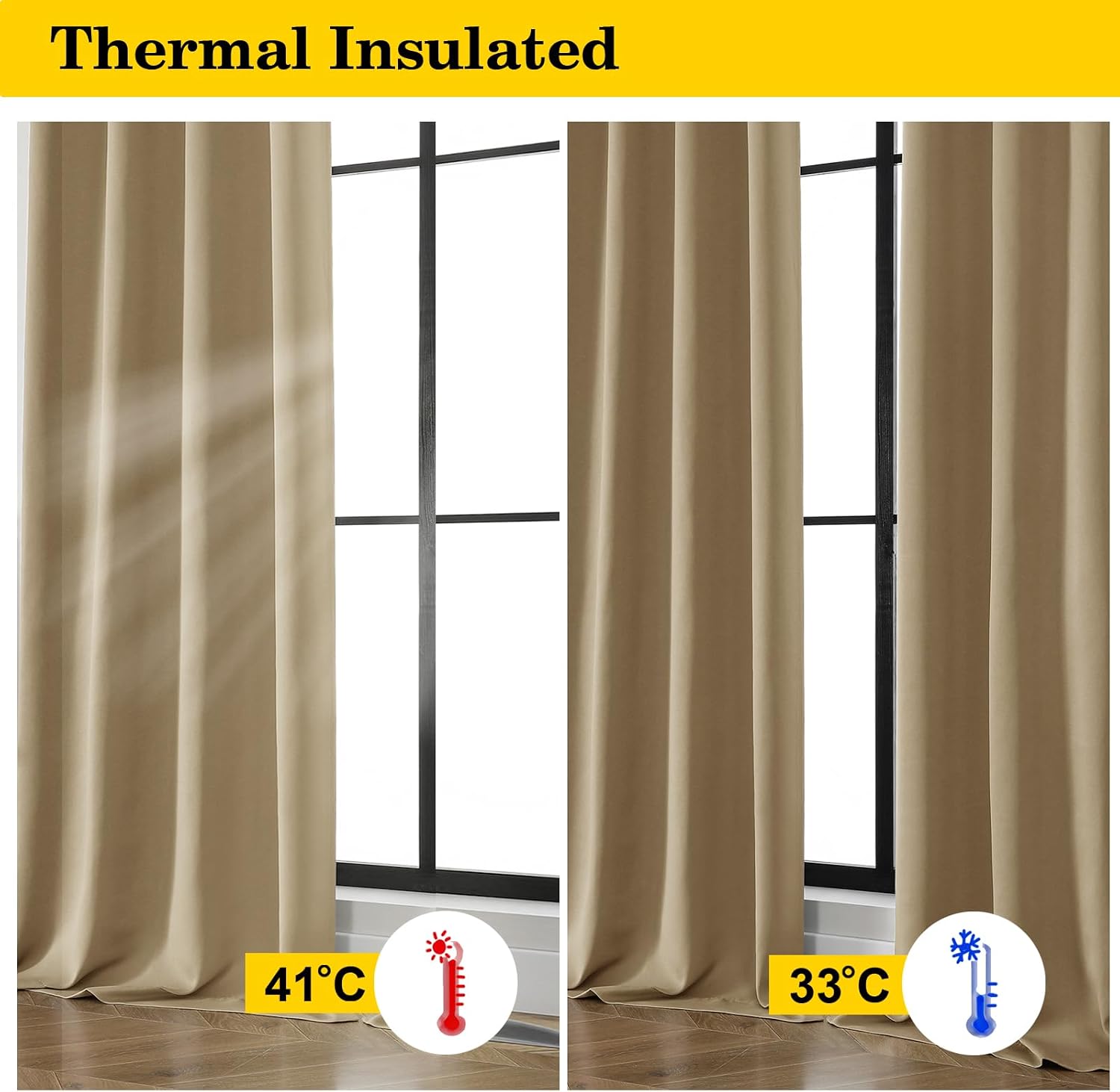WelvetBLK Taupe Room Darkening Curtains for Bedroom Living Room 45 Inch Length 2 Panels Set, Soft Solid Thermal Insulated Rod Pocket Short…