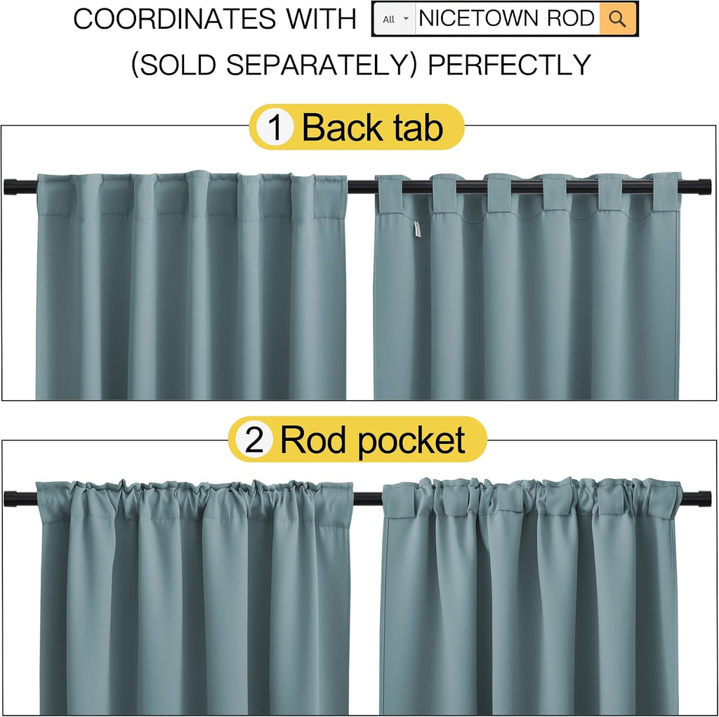 NICETOWN Window Treatment Curtains Room Darkening Drapes - (Greyish Blue Color) 42 Width X 40 Drop Each Panel, 2 Panels Set, Curtains and…