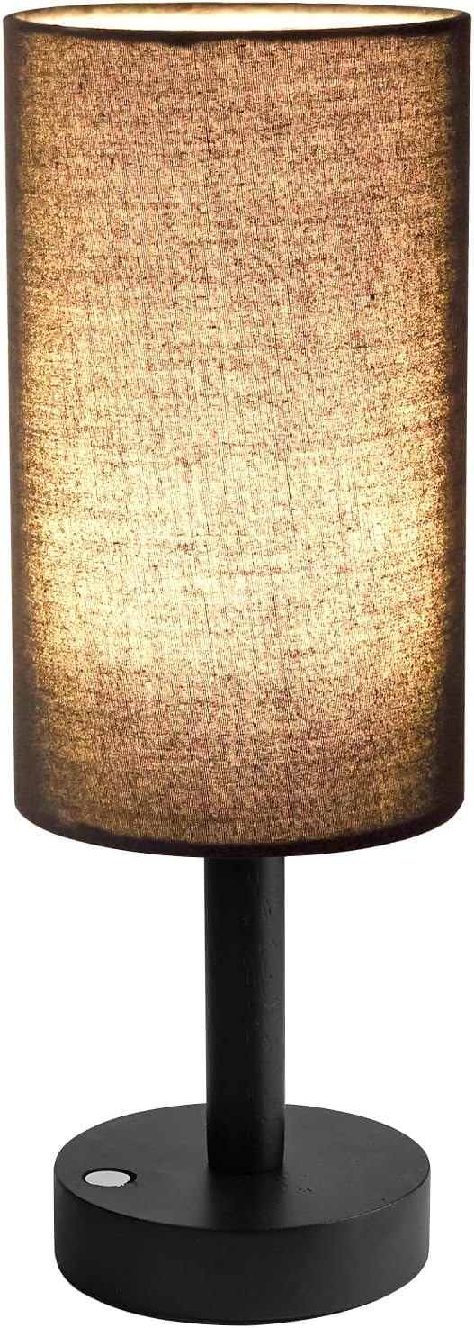 LALISU Small Table Lamp Nightstand Lamp Linen Lampshade Bedroom Wood Base Small Bedside Lamp for Night Stands, Desk Lamps for Reading…