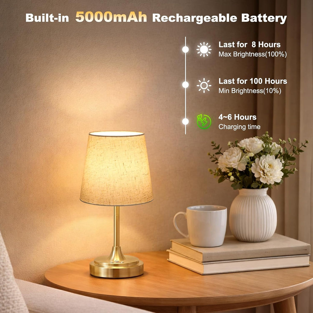 Wowag Small Cordless Table Lamp Rechargeable,5000mAh Battery Operated Desk Lamp,3 Colors & 7 RGB Stepless Dimmable, Touch Ambient Light…