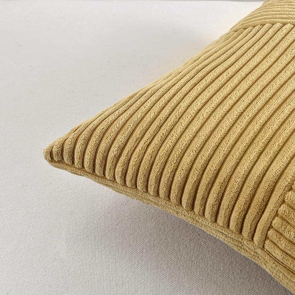 Fancy Homi Mustard Yellow Decorative Throw Pillow Covers 20x20 Inch for Living Room Couch Bed Sofa, Farmhouse Boho Home Decor, Soft Corss…