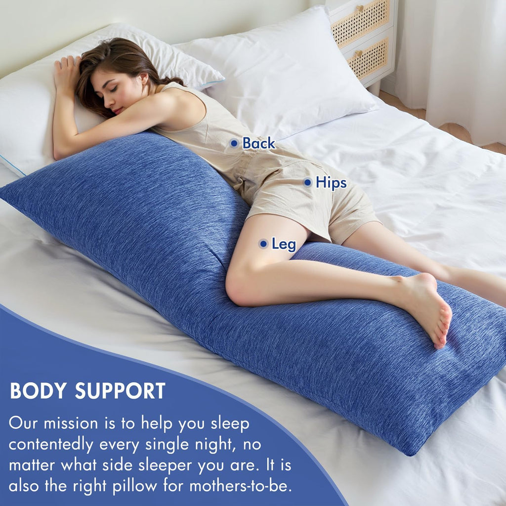 MIULEE Body Pillow for Adults Shredded Memory Foam for Sleeping - Firm and Fluffy Long Pillow w/Removable Cooling Breathable Pillowcase…