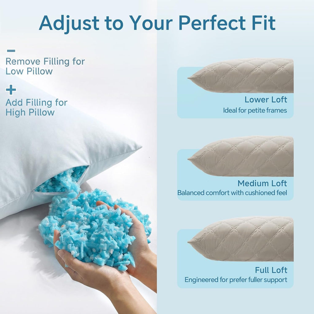 Bedelite Cooling Body Pillow for Adults, Creative Ultra Soft Cool-Touch Quilted Nylon-Spandex Body Pillow Cover, Adjustable Memory Foam Lon…