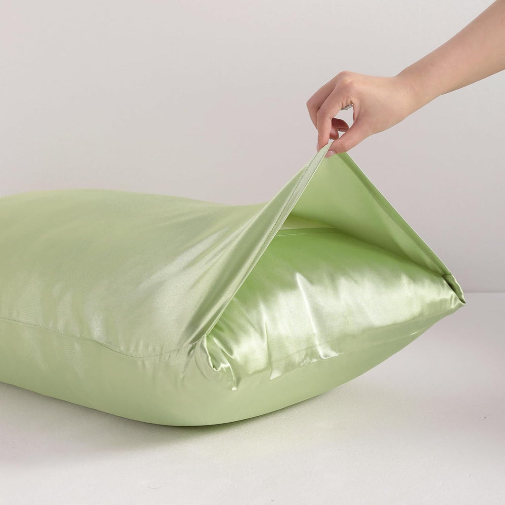 Ntbay Satin Body Pillowcase for Hair and Skin, Luxurious and Silky Pillow case with Envelope Closure, 20x54 Inches, Sage Green 54 Inches Gr…