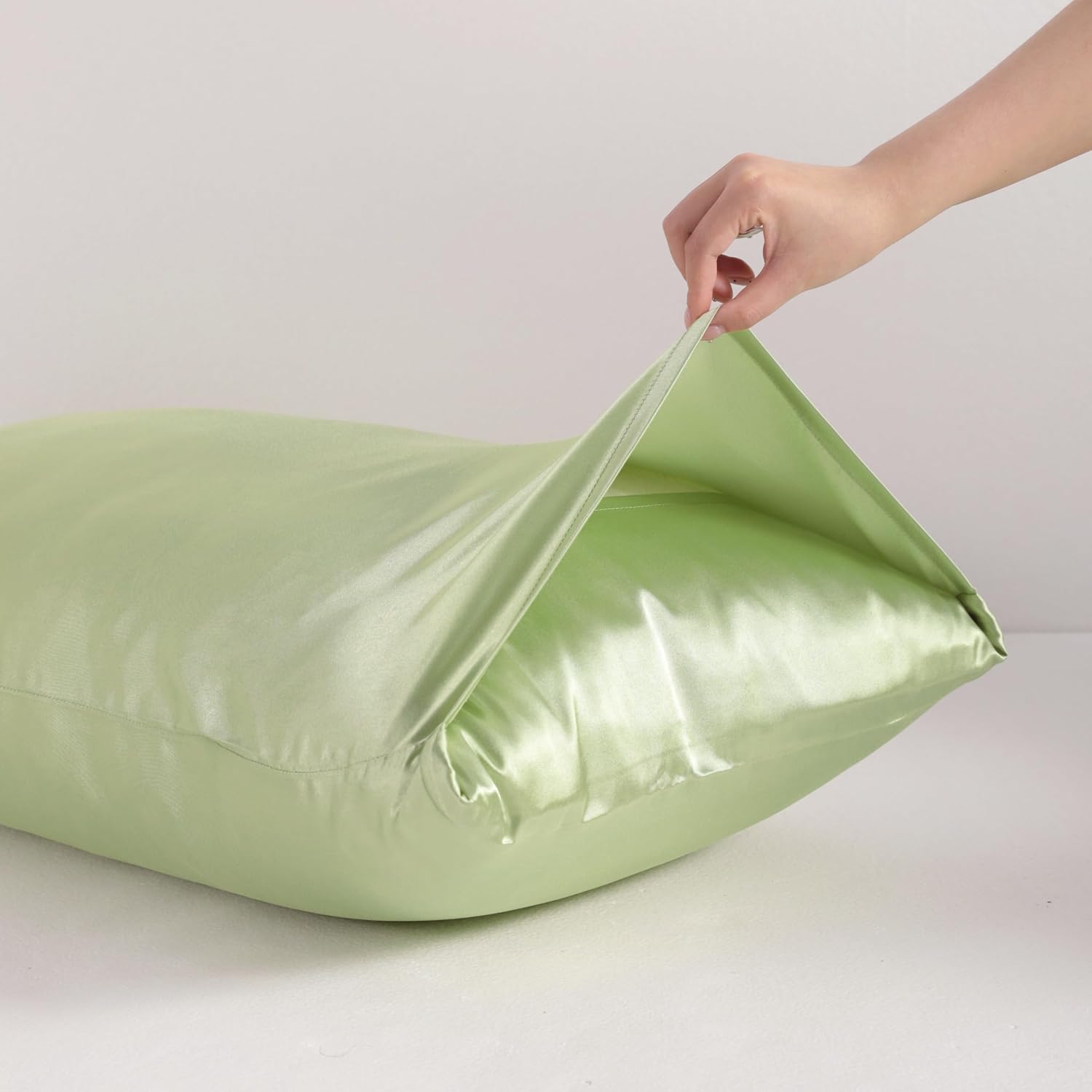Ntbay 12 Pack Satin King Pillowcases for Hair and Skin, Luxurious and Silky Pillow Cases with Envelope Closure, 20 x 36 Inches, Sage Green…