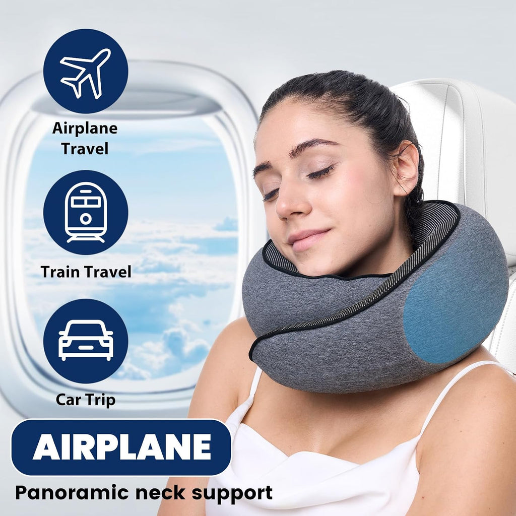 MAX Travel Pillow - High-tech Smart Memory Foam, Breathable Cover Fabric, 360° Ergonomic Support, Easy to Carry in Travel Bag, Ideal…