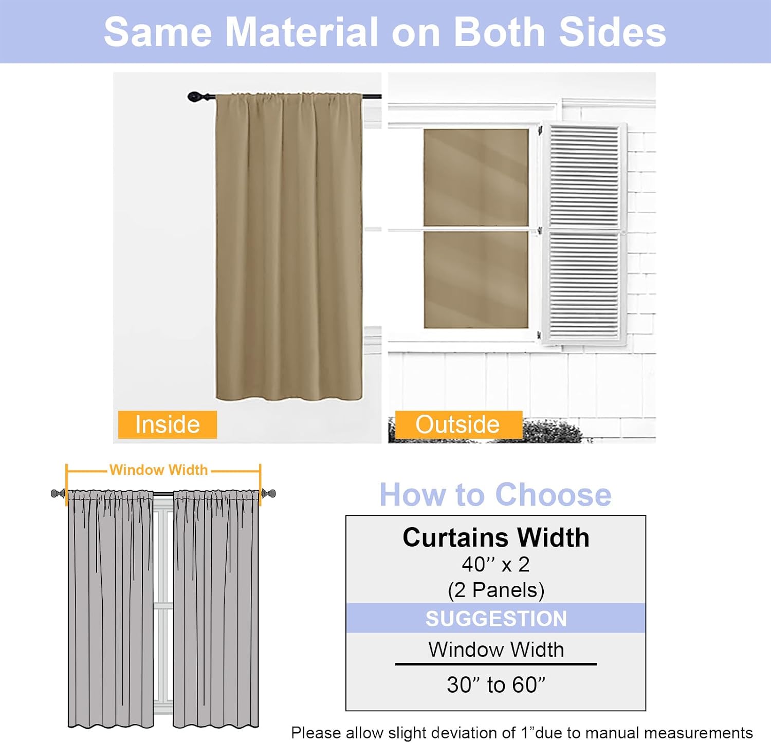 Simplebrand Ava Taupe Blackout Curtains for Bedroom 96 Inches Long 2 Panels, Solid Thermal Insulated, Energy Saving Living Room Window Trea…