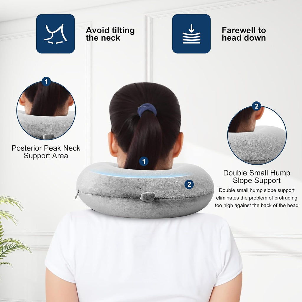 GDEOUP Travel Pillow 100% Pure Comfortable U Shape Memory Foam Pillows Neck and Head Support Portable Travel Neck Pillow Suitable for…