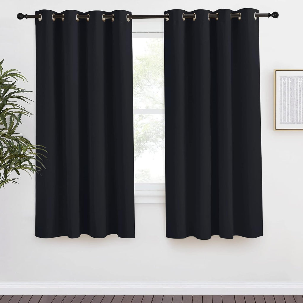 NICETOWN Black Blackout Curtain 68 inch Length, W55 x L68 Inch, 8 Grommets Top, 1 Piece, Thermal Insulated Modern Window Treatment…