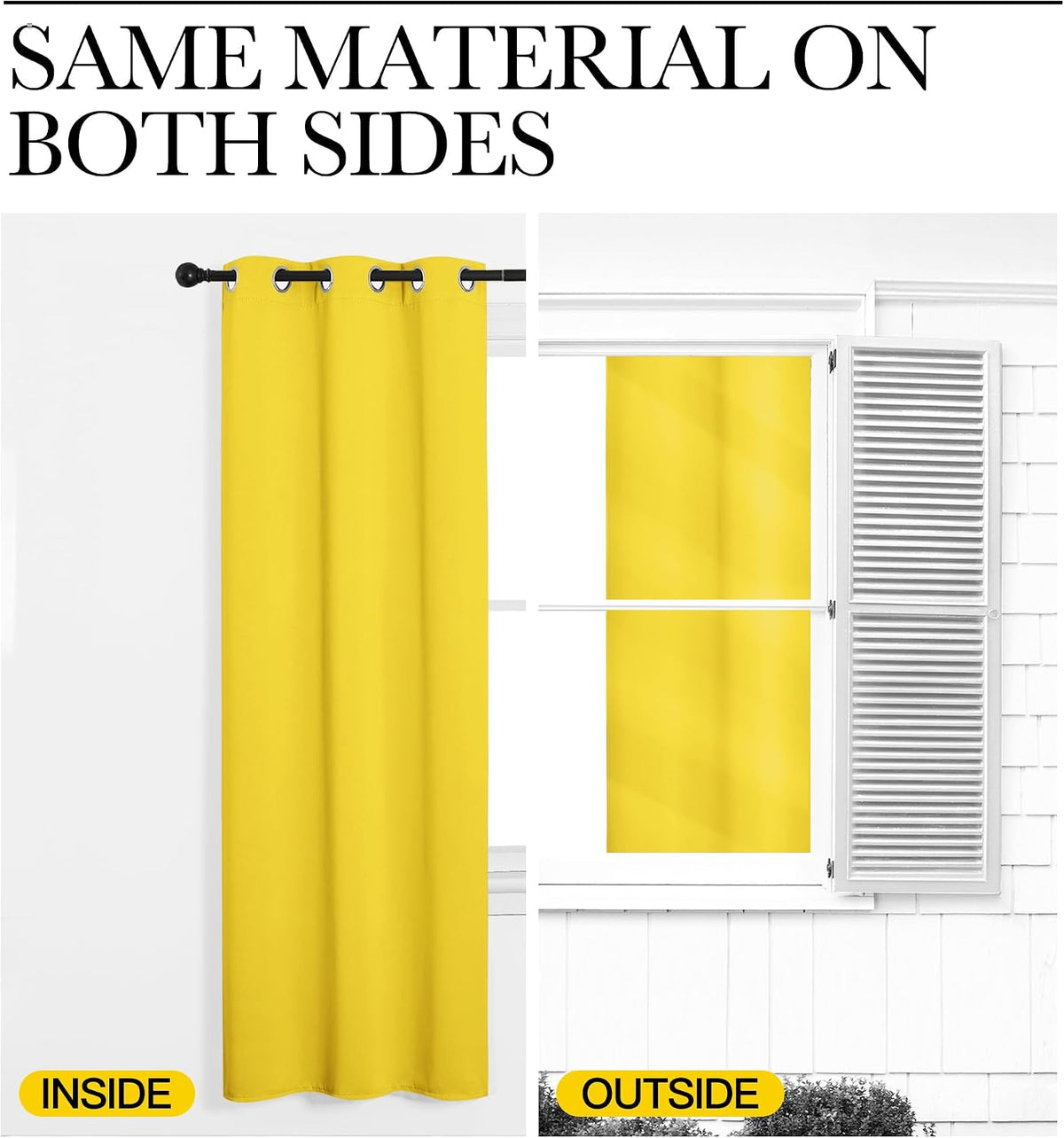 NICETOWN Bedroom Curtain Panels Draperies, Thermal Insulated Solid Grommet Curtains/Drapes (Bright Yellow, 1 Pair, 34 by 45-inch)