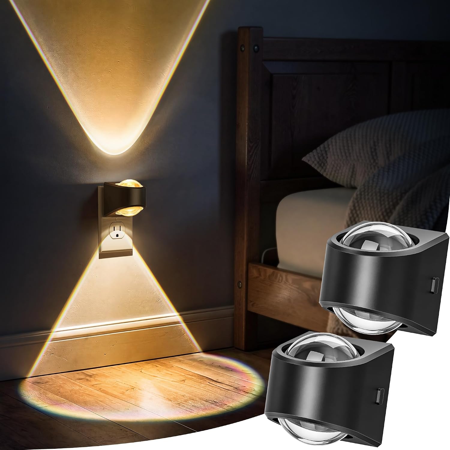 Briignite Projector Night Light, Night Lights Plug into Wall, Soft White for Bedroom, Dimmable Brightness Dusk to Dawn Nightlight for…