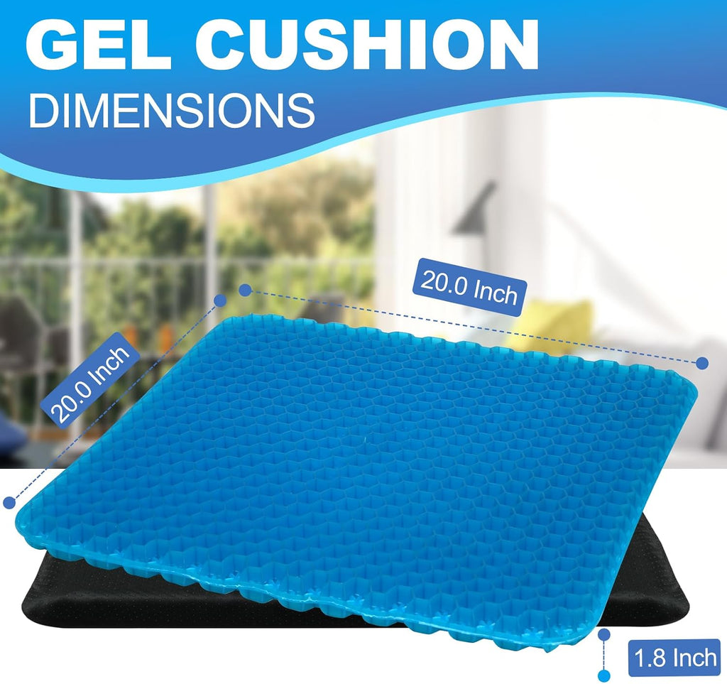 Gel Seat Cushion for Long Sitting - 20" x 20" x 1.8" (Extra Thick&Soft) Gel Cushion for People Over 140 lbs, Pressure Relief Cushion for…