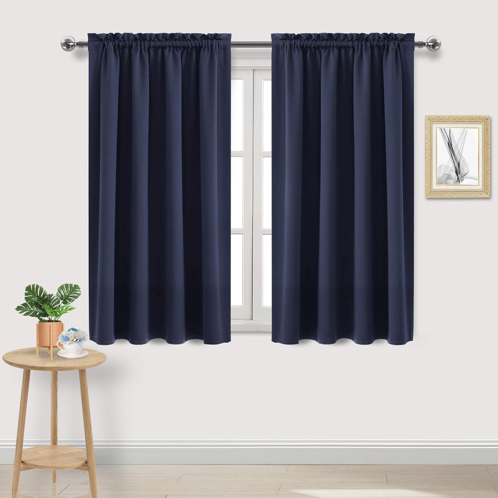 Dwcn Navy Room Darkening Blackout Curtains - Thermal Insulated Privacy Energy Saving Window Curtain Drapes 52 x 45 inch Length, Set of 2 Be…