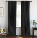 100BlackoutShield 100% Blackout Shield Linen Blackout Curtains for Bedroom 90 Inches Long, Back Tab/Rod Pocket Living Room Drapes, Thermal…