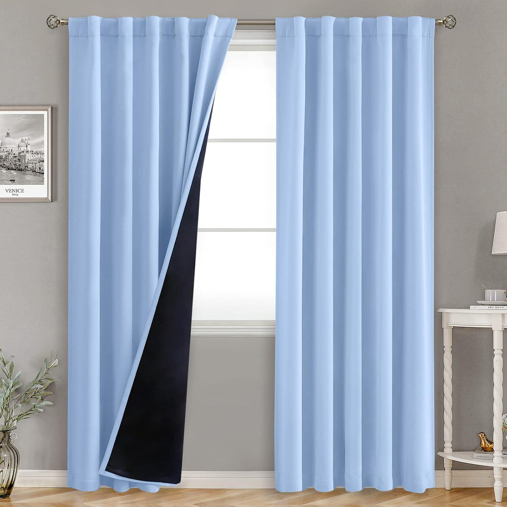 BGment Full Blackout Curtains with Thermal Insulation Liner Curtains 84 Inches Long, Rod Pocket and Back Tab Double Layer Room Darkening…