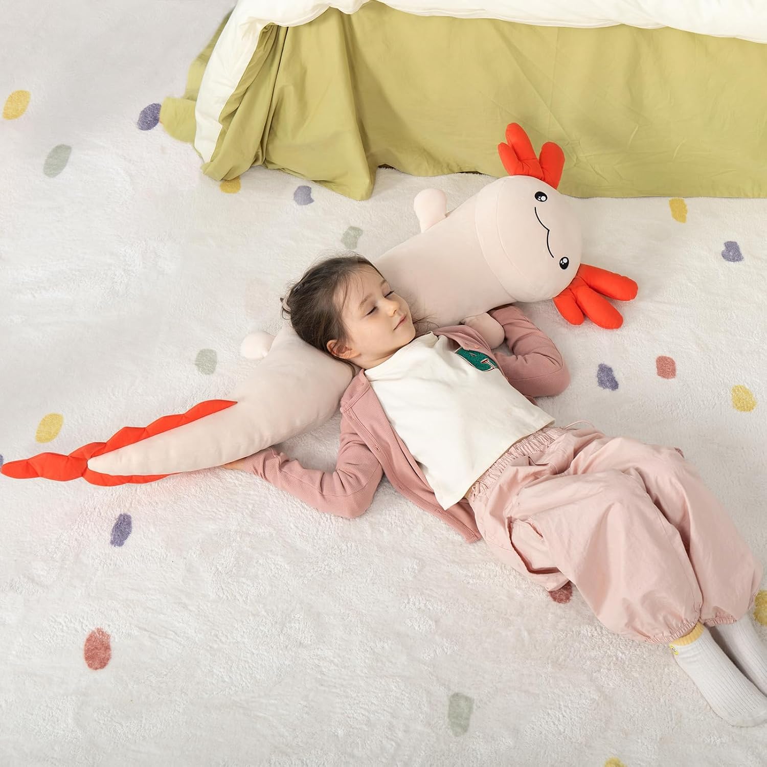 MaoGoLan Giant Axolotl Plush Toy Stuffed Animal, Huge Axolotl Body Pillow for Kids Girl Boy, Big Salamander Plush Glow in the Dark…