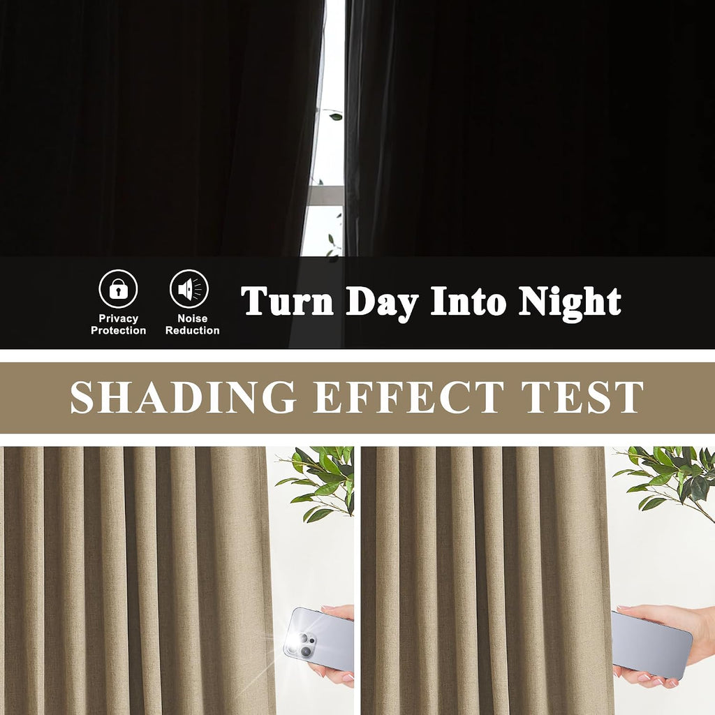 VisionHome Vision Home Brown Pinch Pleated Full Blackout Curtains Linen Blended 60" Wide Thermal Insulated Window Panels 120 inch for Bedro…
