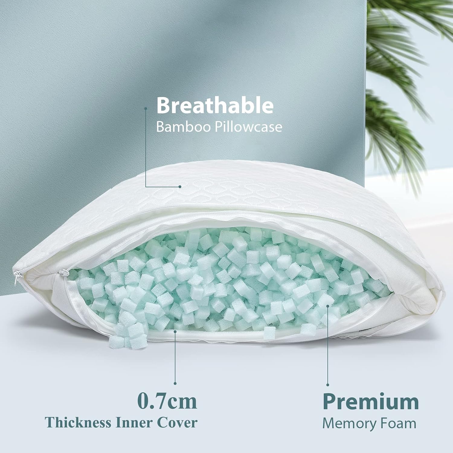 Rainmr Extra Thick Body Pillow Memory Foam – Long Pillow for Adults – Thicker Inner Case – Soft & Cooling Double Pillowcases, 20 x 54…