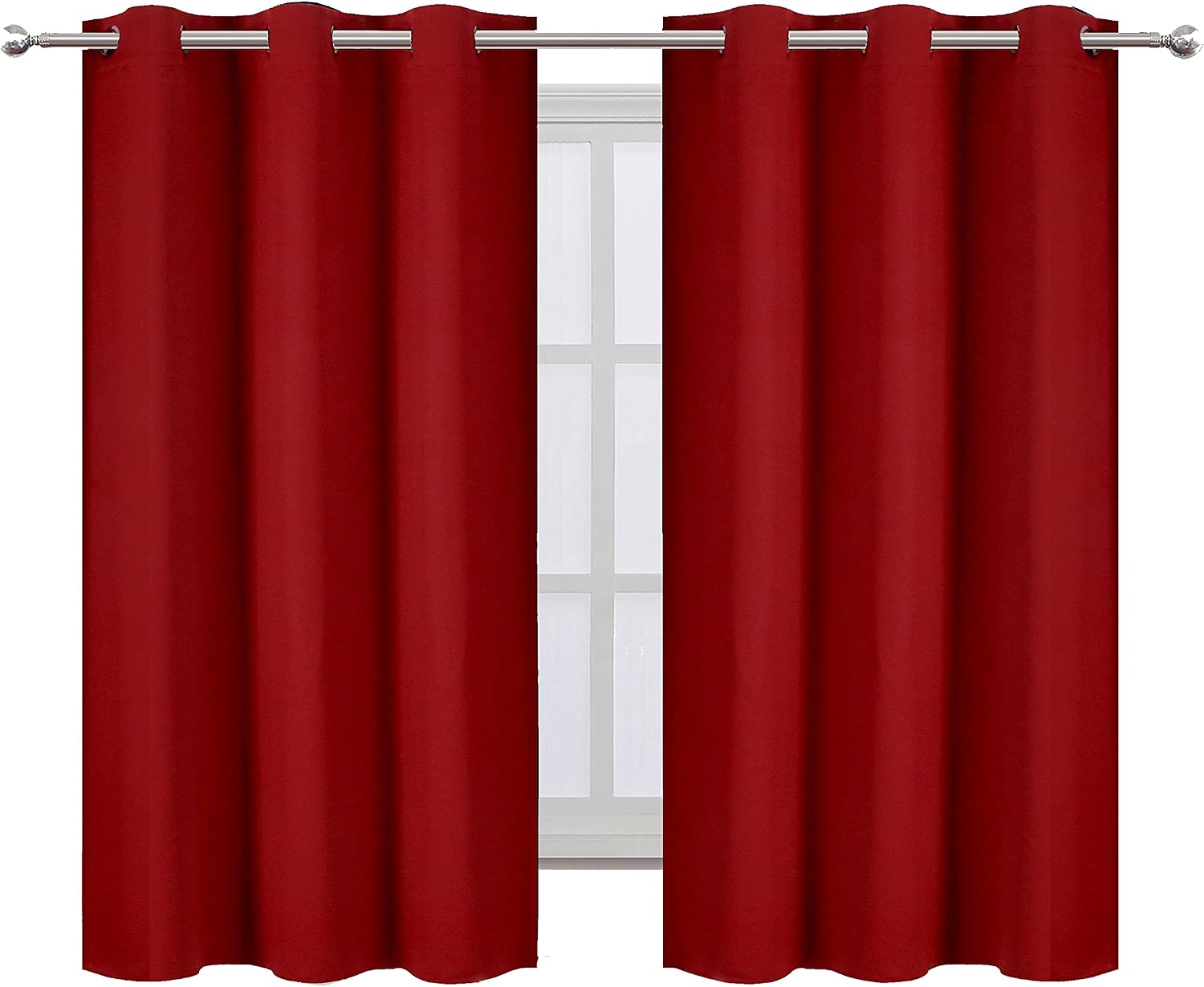 Lemomo Red Blackout Curtains 42 x 54 Inch Length Set of 2 Panels Grommet Bedroom Curtains for Living Room 54 Inch Red