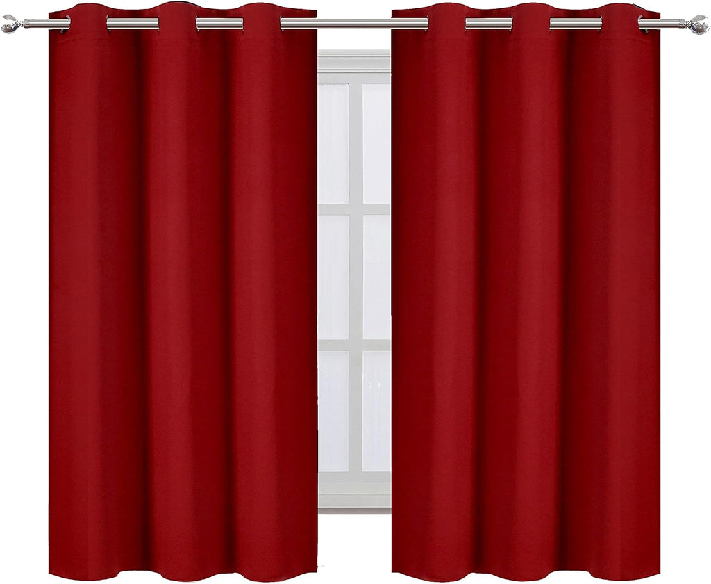 Lemomo Red Thermal Blackout Curtains/38 x 54 Inch/Set of 2 Panels Room Darkening Curtains for Bedroom 54 Inch Red
