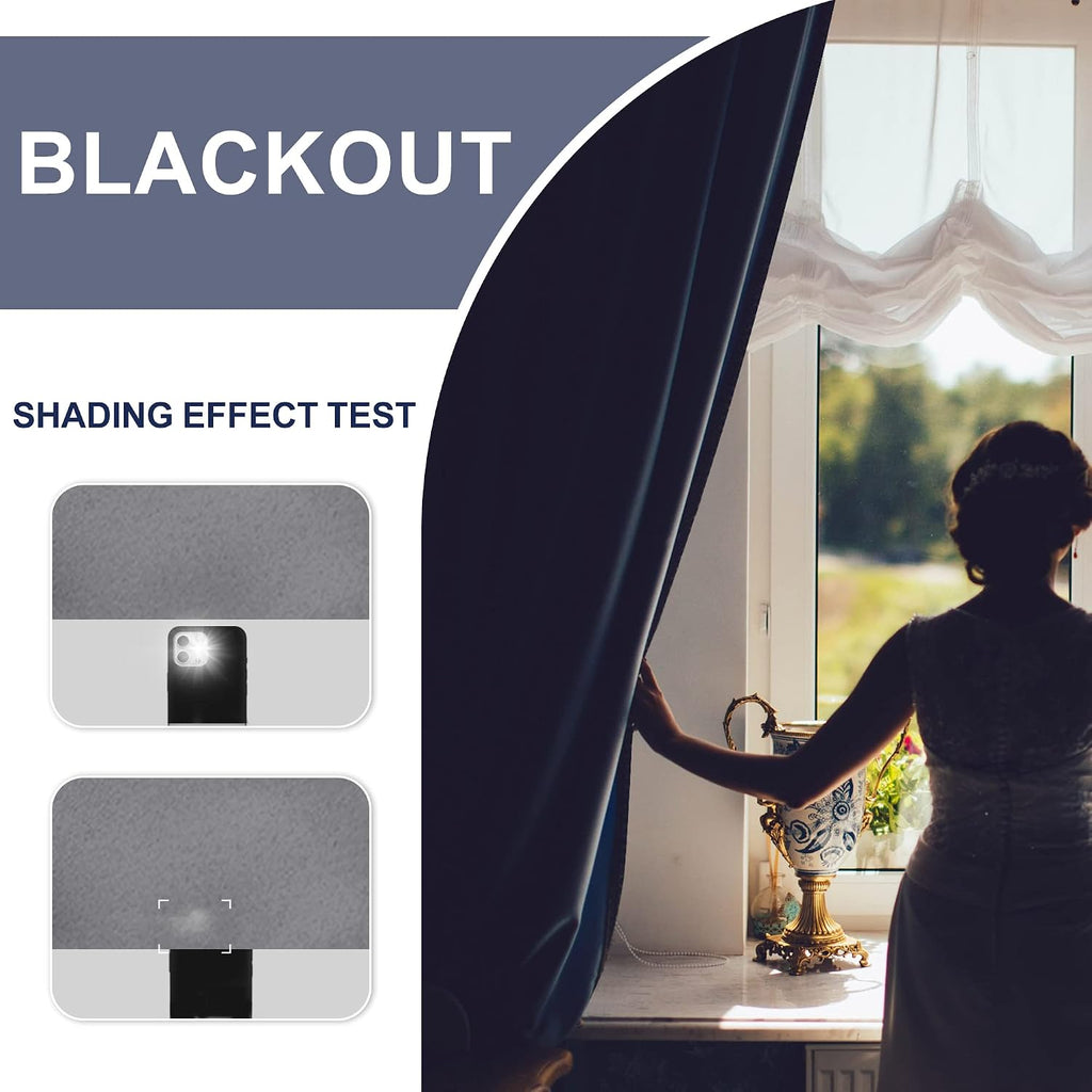 Jiuzhen Blackout Curtains for Bedroom - Thermal Insulated Room Darkening Noise Reducing, 52 x 63 Inch Length Curtains for Living Room, Set…