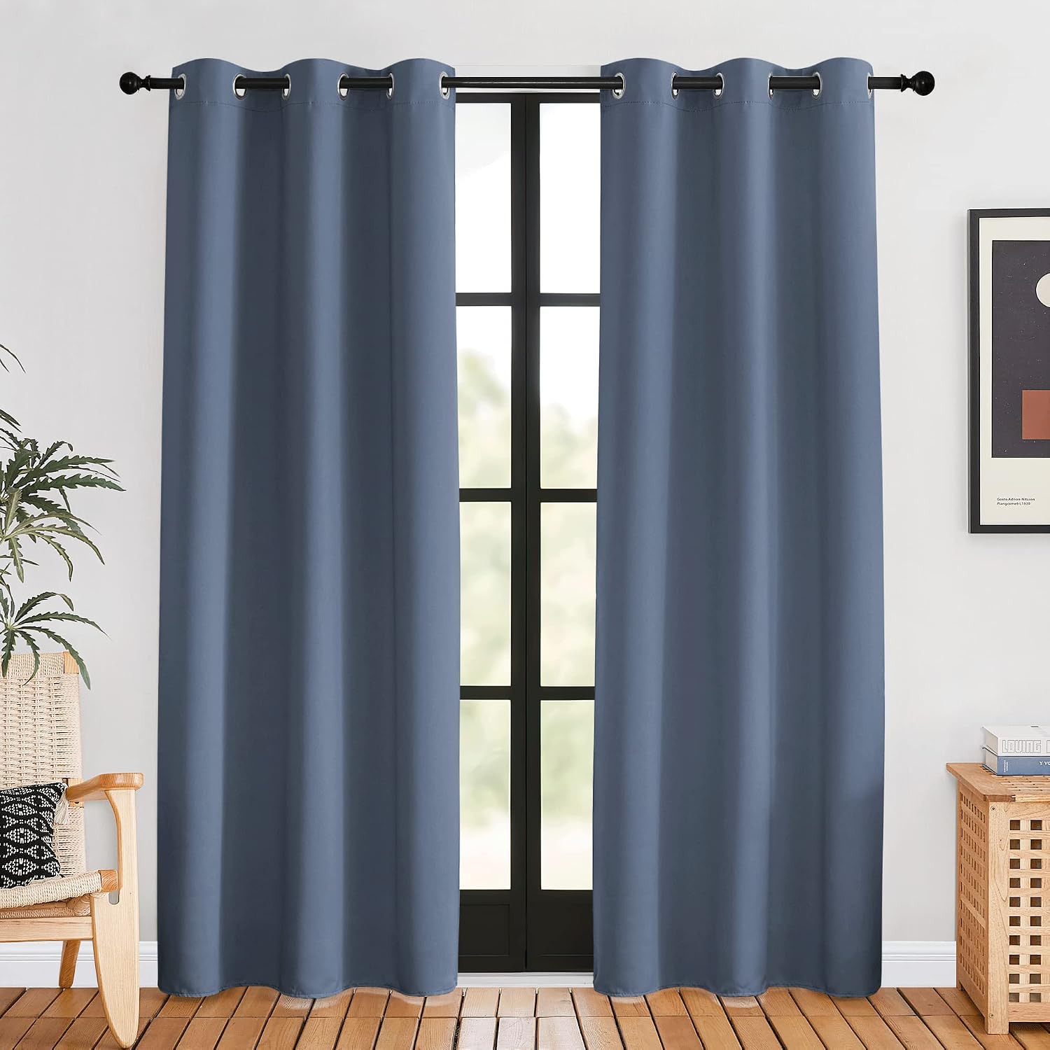 NICETOWN Blackout Curtains for Bedroom, Stone Blue, 42-inch Wide x 80-inch Long, 2PCs, Thermal Insulated Privacy Window Treatment…